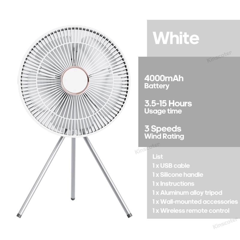 

Электрический осциллирующий вентилятор, перезаряжаемый настольный циркулятор, беспроводной потолочный вентилятор для кемпинговой палатки с дистанционным управлением, светодиодное освещение белый