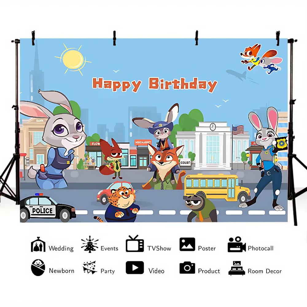 ANIMEZootopiaSCartoon Animal Background Photography Party Bedroom Living Room Decoration Shooting Background Cloth