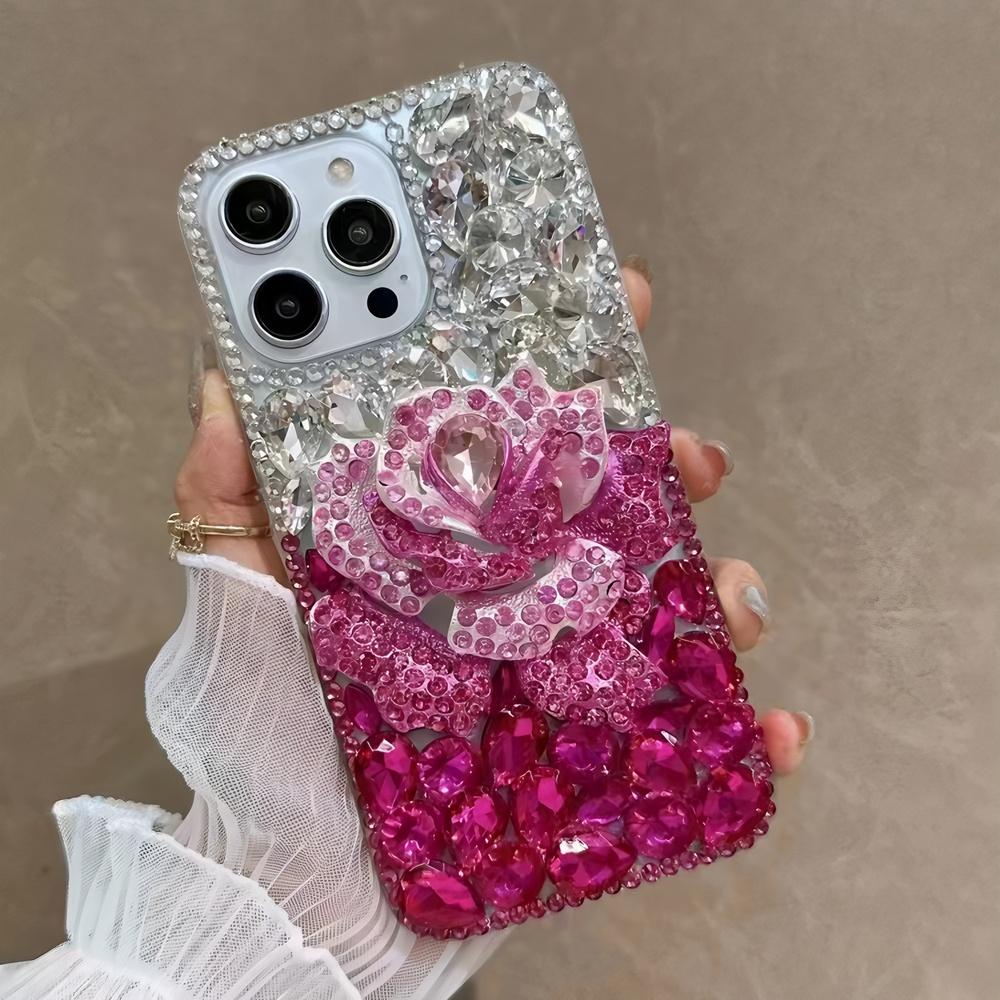 Glitzer Strass Rose Blume Handyhülle Für Google Pixel 10 9 Pro XL 9A 8 8A 7 7A 6 6A Bling Kristall Diamant Abdeckung