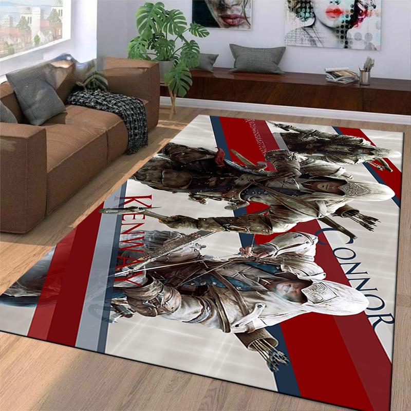 Assassin's Creed Inspired Rug with Dynamic Characters Suitable for Use As an Anti-slip Game Mat for Living Room and Bedroom Sofas