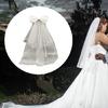 Flower Girl Veil Bow Veils with Hair Clip Wedding Hair Accessories White