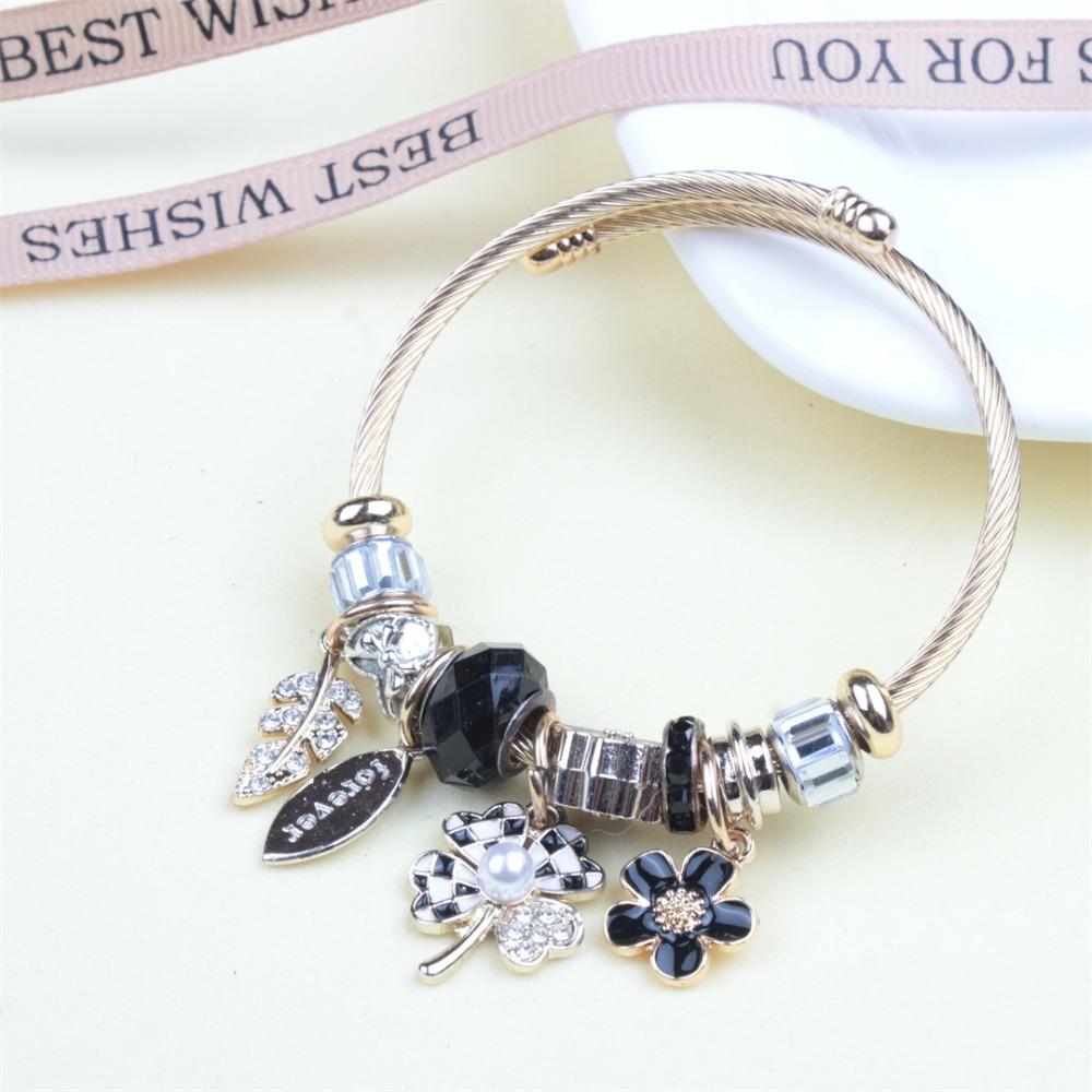 Beaded Bracelet Bangle Multi Element Stainless Steel Copper Alloy Open Spring Snake Bone Chain