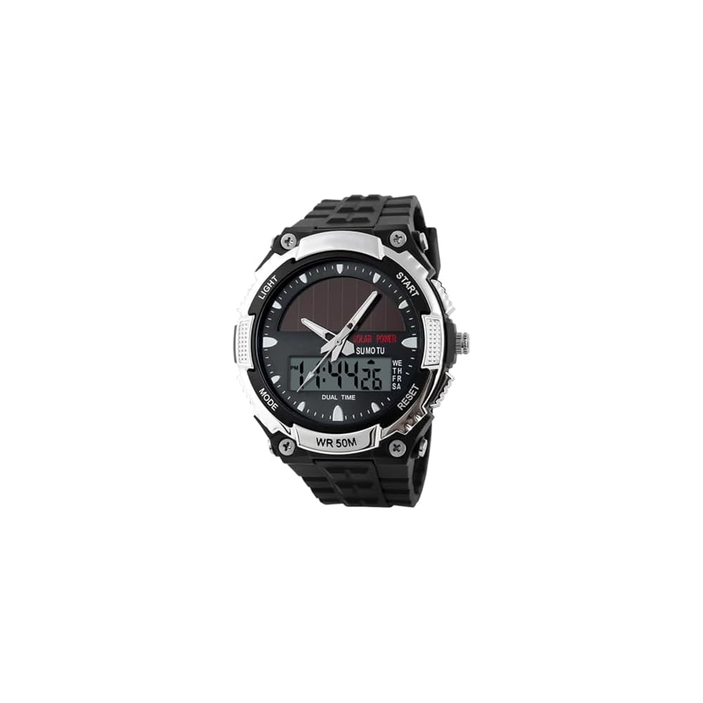 Men s Solar Digital Watch Waterproof 50m Multi-Function Date Display Luminous Sports Casual Timepiece