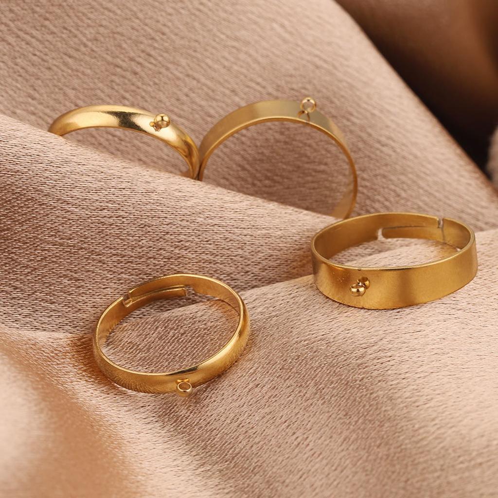 10pcs Stainless Steel Rings Base Open Adjustable Finger Rings DIY Jewelry Making Blanks for Crafters Handmade Gift