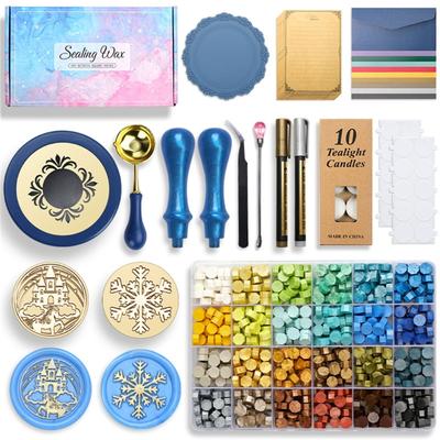 Siegelstempel-Set mit 24 Farben Wachssiegelperlen für Dankeskarten, Geschenkverpackung, Versiegelung von Briefumschlägen, Paketdekorationen