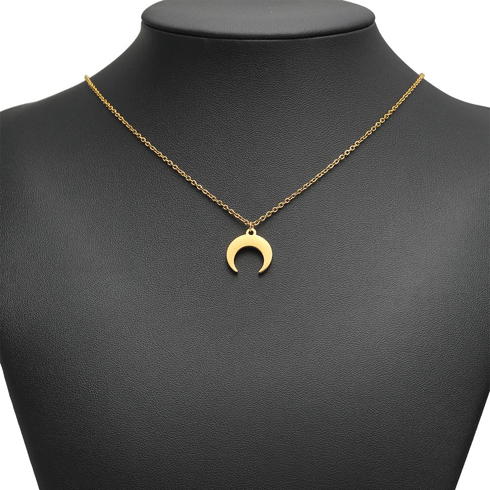 5 Stück Goldfarbene Edelstahl-Ochsenhorn-Anhänger Mond-Halsketten für DIY-Schmuckherstellung Handgefertigte Anhänger Armbänder Zubehör