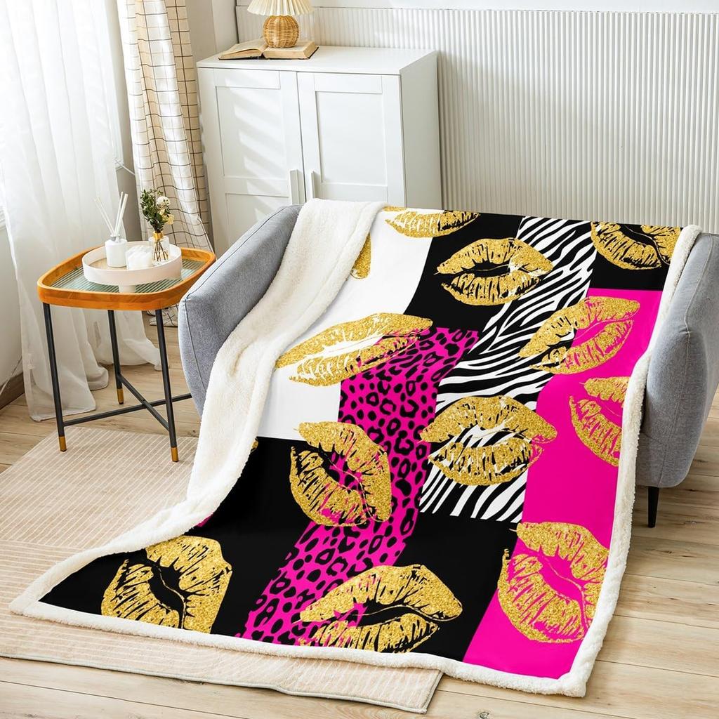 Red leopard zebra print blanket bold animal pattern soft throw modern home decor stylish bedroom bedding fashion design textile