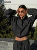 Neues lässiges Sportset für Damen, lockerer Cardigan mit Stehkragen und kurzem Reißverschluss + Hose mit weitem Bein