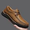 Men's Hand-Stitched Leather Casual Shoes - Four Seasons, Low-Top, Large Size, Outdoor Hiking Style