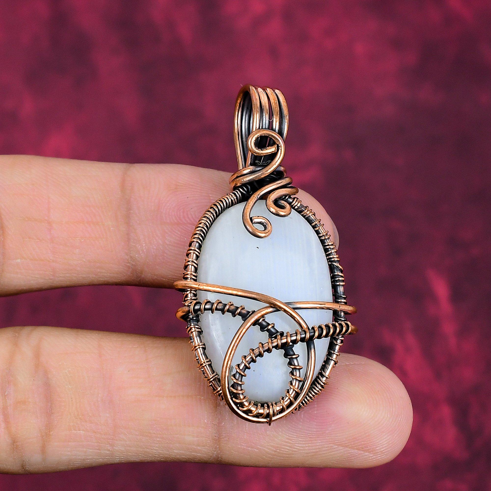 

Rainbow Moonstone Pendant Handmade Gemstone pendant Copper Wire Wrapped Jewelry