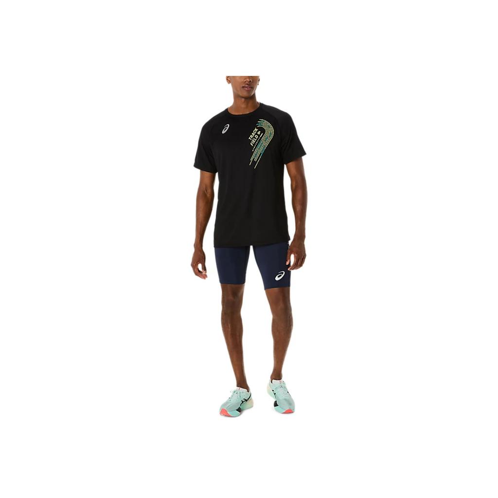 Asics Short Sleeve Logo Pattern Crew Neck T-Shirt Men Tops Black 2091A749-001