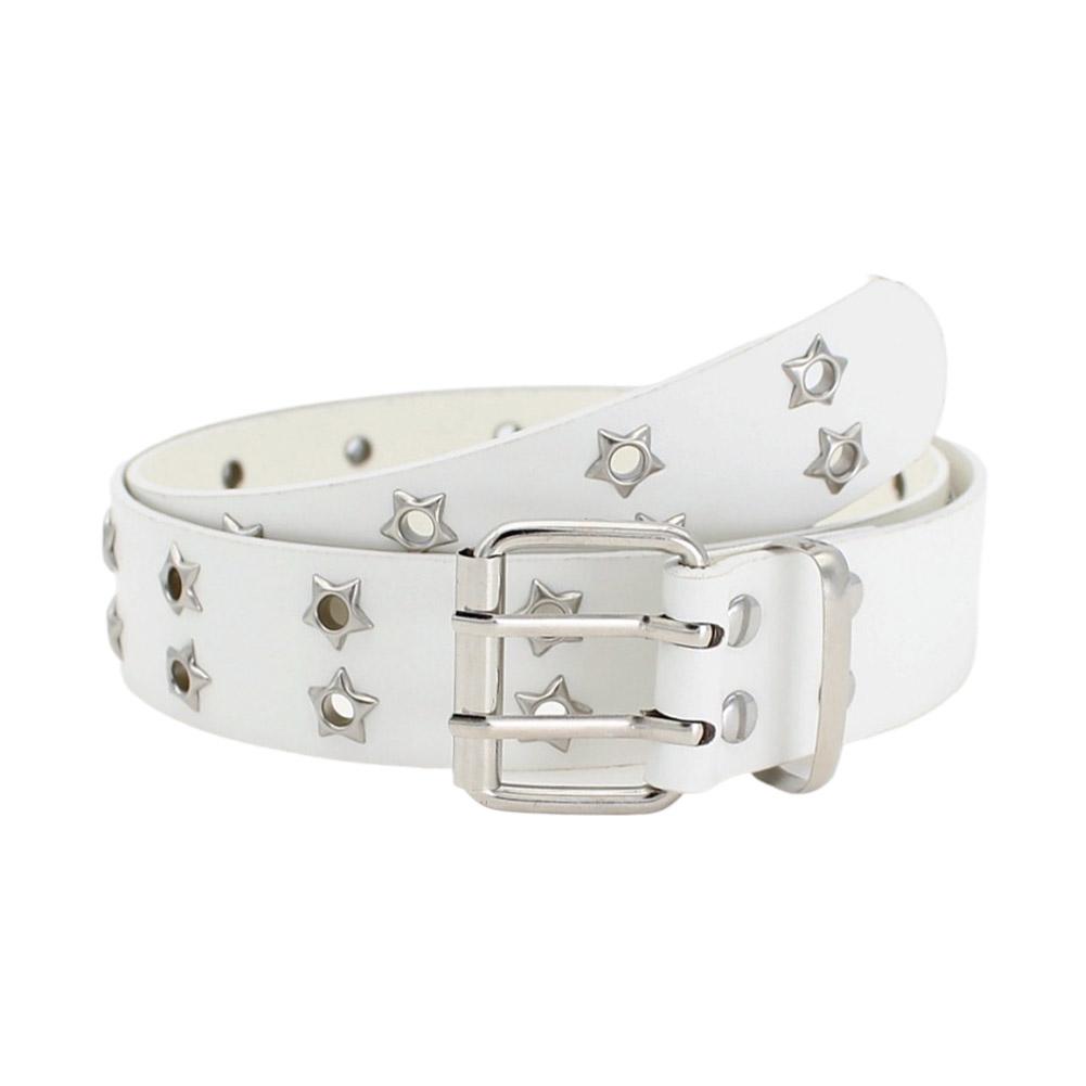 Star Eye Rivet Belt Hollowed-out Punk Belt For Man/women Buckle Decoration Y2K Fashion Pu Waist T1A0