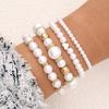 4Pcs Chunky Simulated Zircon Stackable Stretch Bracelet Set Beaded Ball Adjustable Heart Elastic Bangles for Women Wedding Trendy