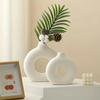Donut Shaped Ceramic Vase Solid Color Minimalist Style Flowerpot Wedding Flower Arrangement Office Home Decoration 3sizes