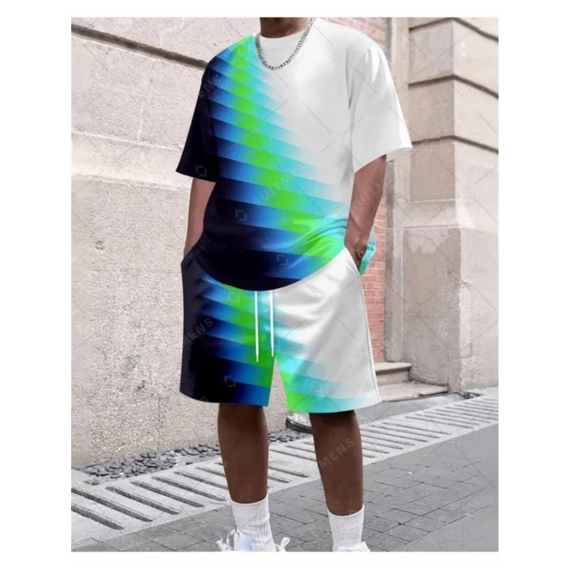 Urbaner Streetwear-Trend Herren Rundhals Kurzarm Shorts-Set, Outdoor Einfach Lässig und Bequem