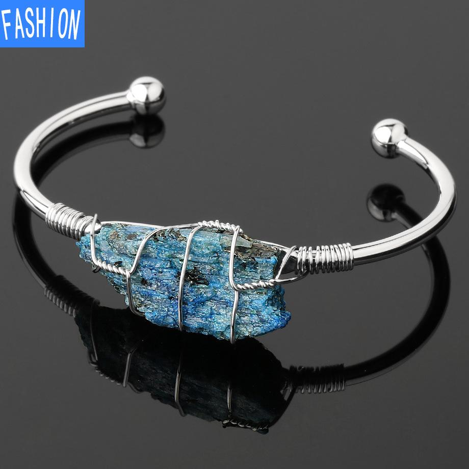Natural Crystal Bangle Large Irregular Crystal Winding Bracelet Women Jewelry Gift