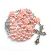 Devotional Rosary Necklace for Women, Acrylic Pearl Beads With Crosses, Fashionable Spiritual Wear