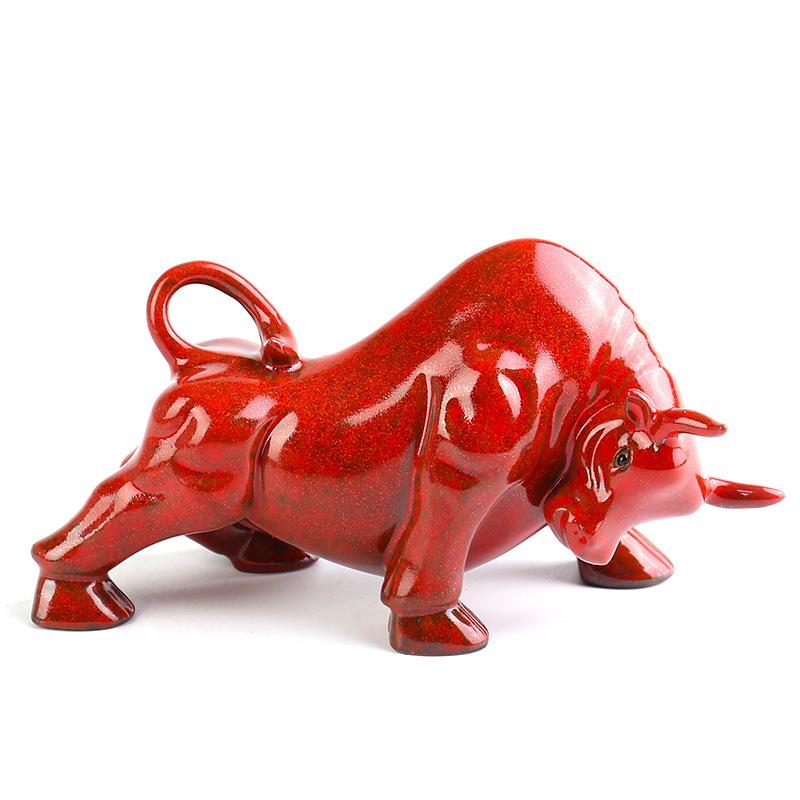 Ceramic Bull Sculptures and figurines, handmade Home, Room, Office, Car Wealth Luck Feng Shui Decor Chinese gift