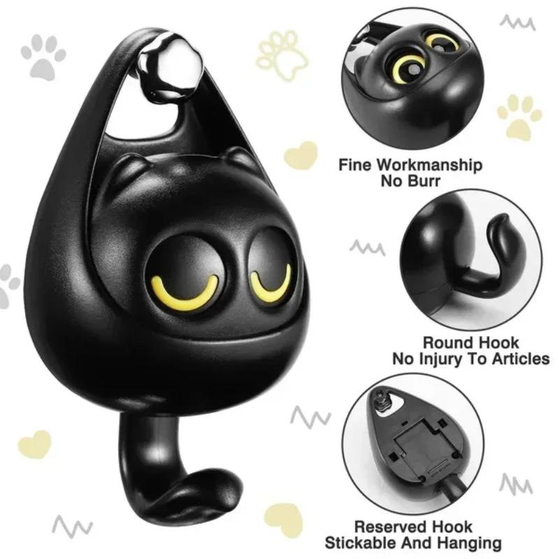 Winking Cat Wall Hooks Adhesive Waterproof Coat Hangers No Drill Required For Living Room Bedroom Home Organization