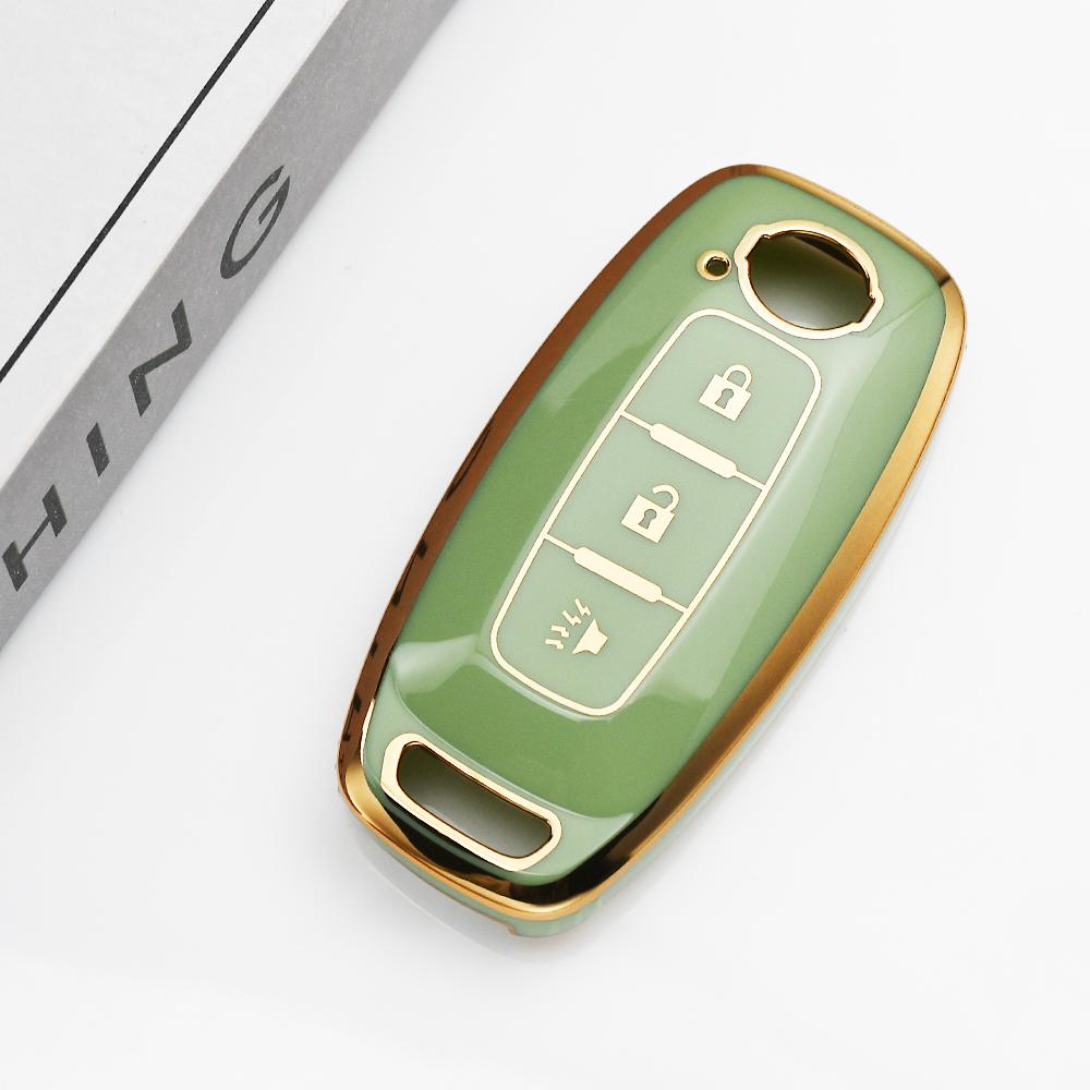 Gold Edge Soft TPU Auto Keyless Remote Key Case Holder Cover for Nissan Juke Teana Altima Ariya X-trail T33 Kicks Qashqai J12