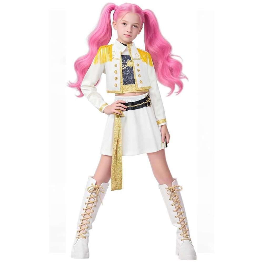 Kids Girls Kpop Demon Hunters Cosplay Costume Rumi Zoey Mira Uniform Suit for Halloween Performance Party Roleplay Outfits