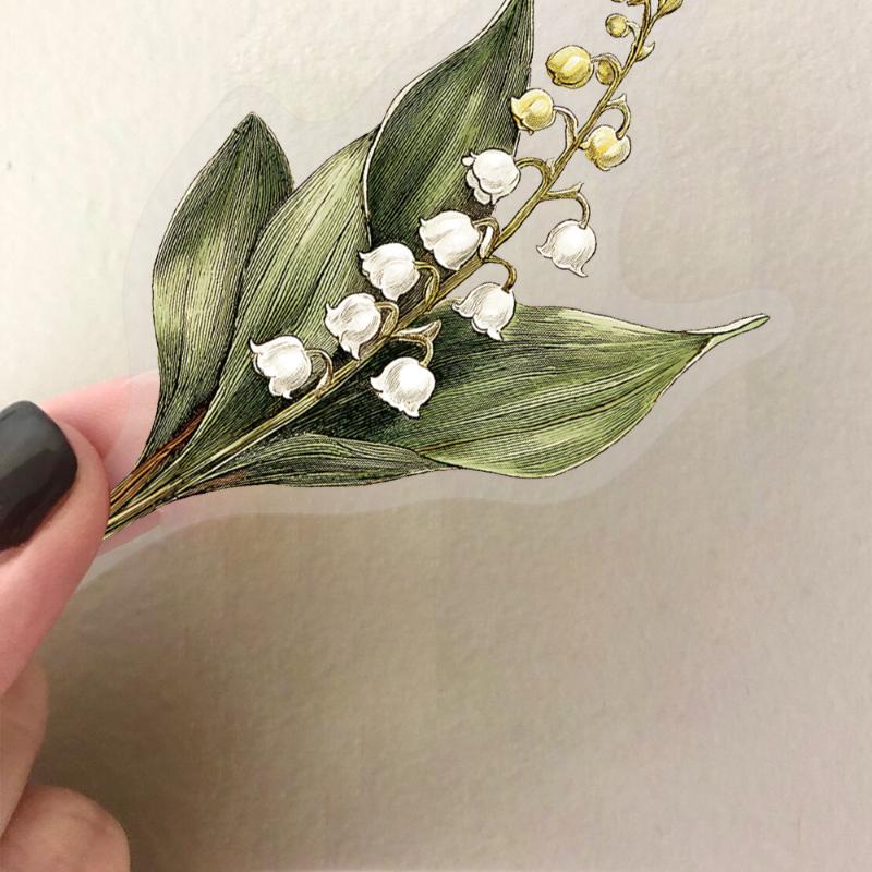 50Pcs Waterproof Decals Retro Long Branch Flower Plastic Stickers Luggage Manual Material Retro Flower Decoration