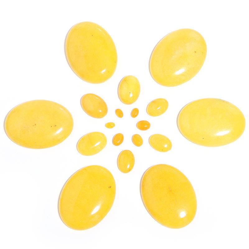 2/5/10 Stück Naturstein Cabochon Gelber Jaspis Oval Flachrückseite Lose Perlen Für Schmuckherstellung DIY Handwerk Halskette Ring Zubehör