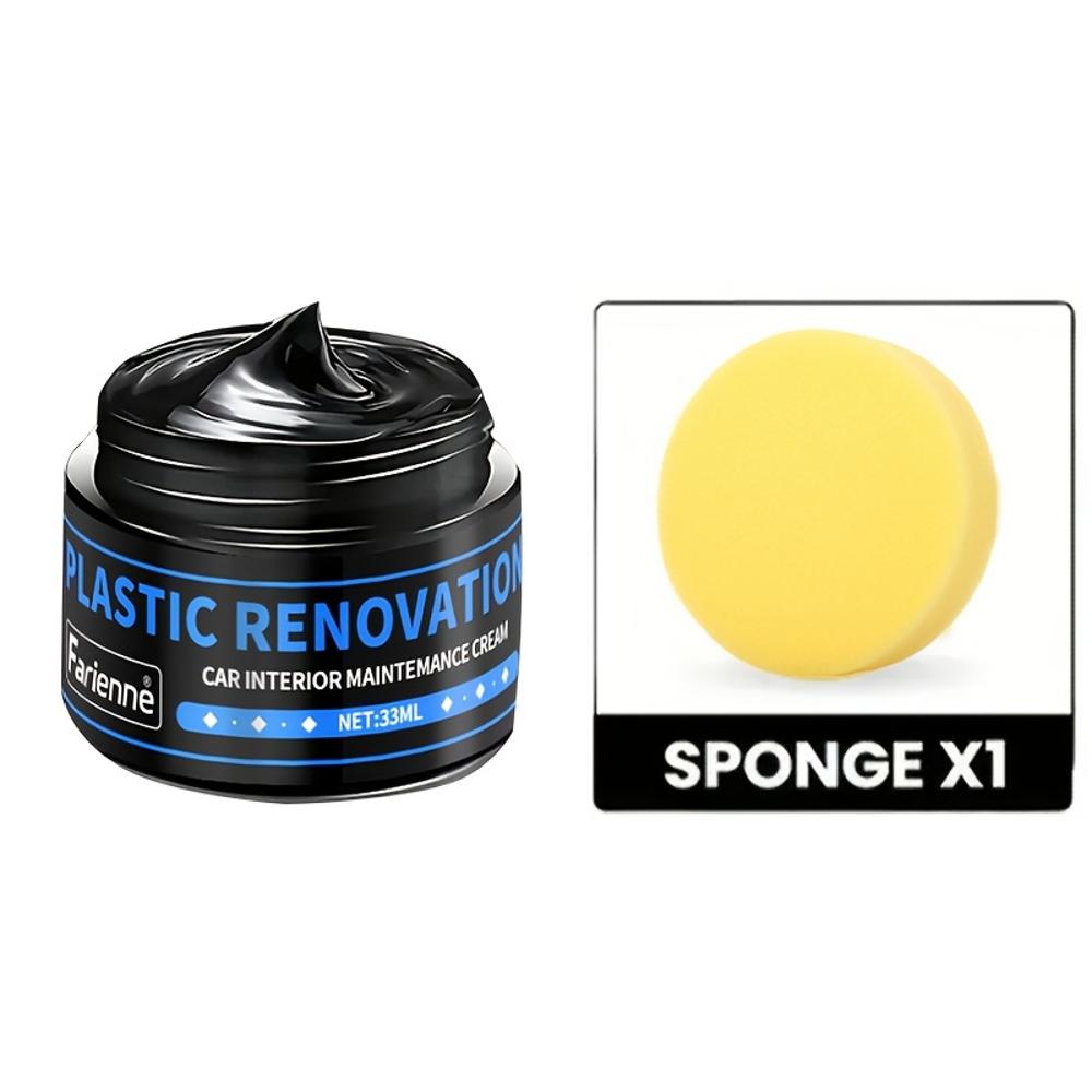 

All-in-One Car Interior/Exterior Plastic Restorer Wax - Scratch Remover & Gloss Booster, Non-Greasy Formula for Dashboard, Doors