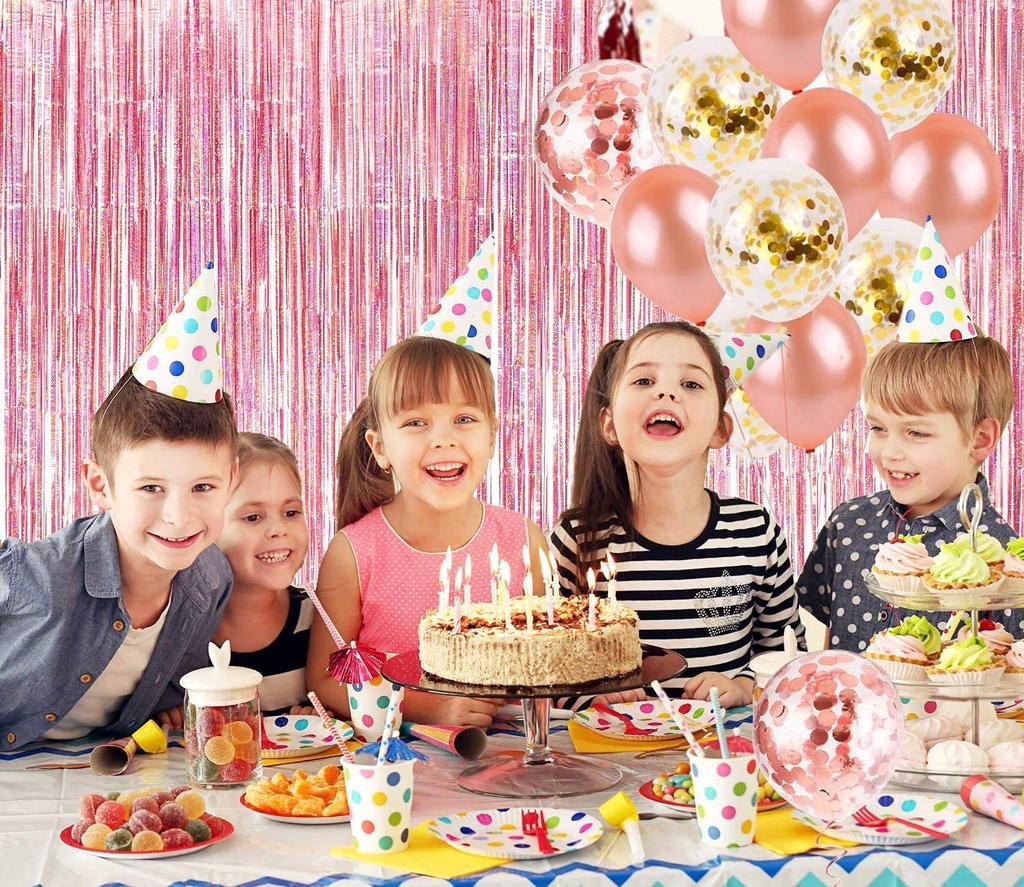 BRAVESHINE 2-Piece Tassel Curtain Set Sparkling Background Bright Gloss Birthday Party Decor 100cm*250cm