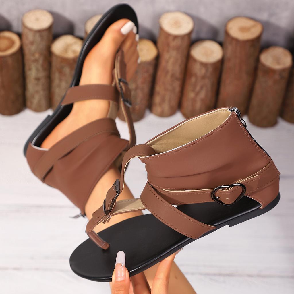 Fashion Fashion Trend Personality Toe Sandals Women 2025 Summer New Versatile Fashion Flat Low Heel Cutout Roman Beach Shoes