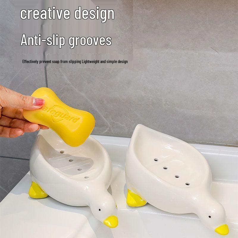 Entenküken-Gelbe Multifunktionale Seifenschale mit Abtropfständer für Badezimmer Waschbecken.