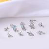 1Piece Fashion L Shaped Dangle Nose Studs Piercing 20G Stainless Steel Flower Moon Tassels Zircon Nostril Screw Piercing Zircon