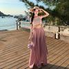 Seaside Wear Suit, Thailand Sanya Vacation Beach Skirt Pants, Bohemian Trousers, Chiffon Wide-leg Trousers, a Complete Set