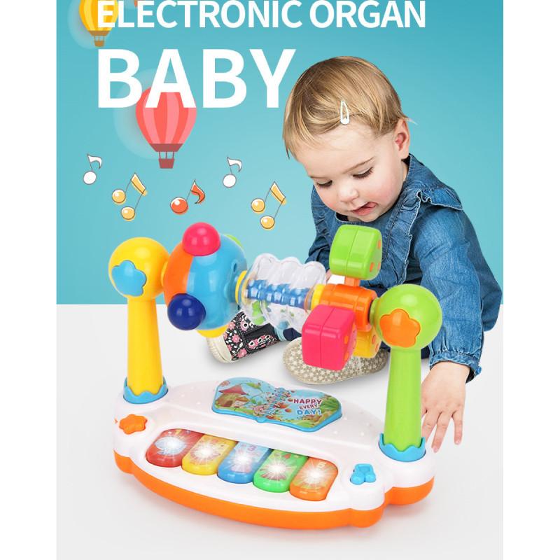 Toy Piano Baby Kids Rotating Music Keyboard Light Toddlers Gifts Educational