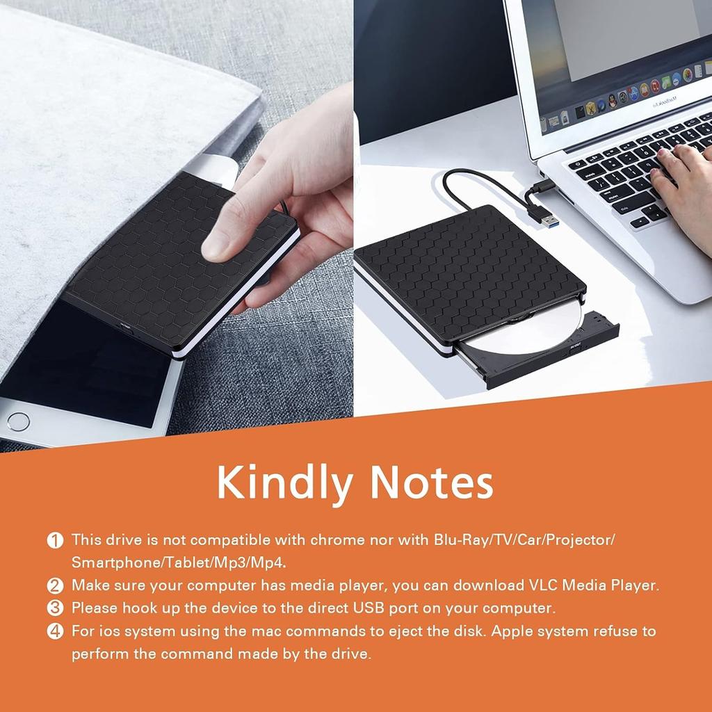 External CD DVD Drive USB3.0 Type C 2 In 1 Interface Slim DVD CD Writer Burner Reader Player Optical Drive For Laptop PC Desktop