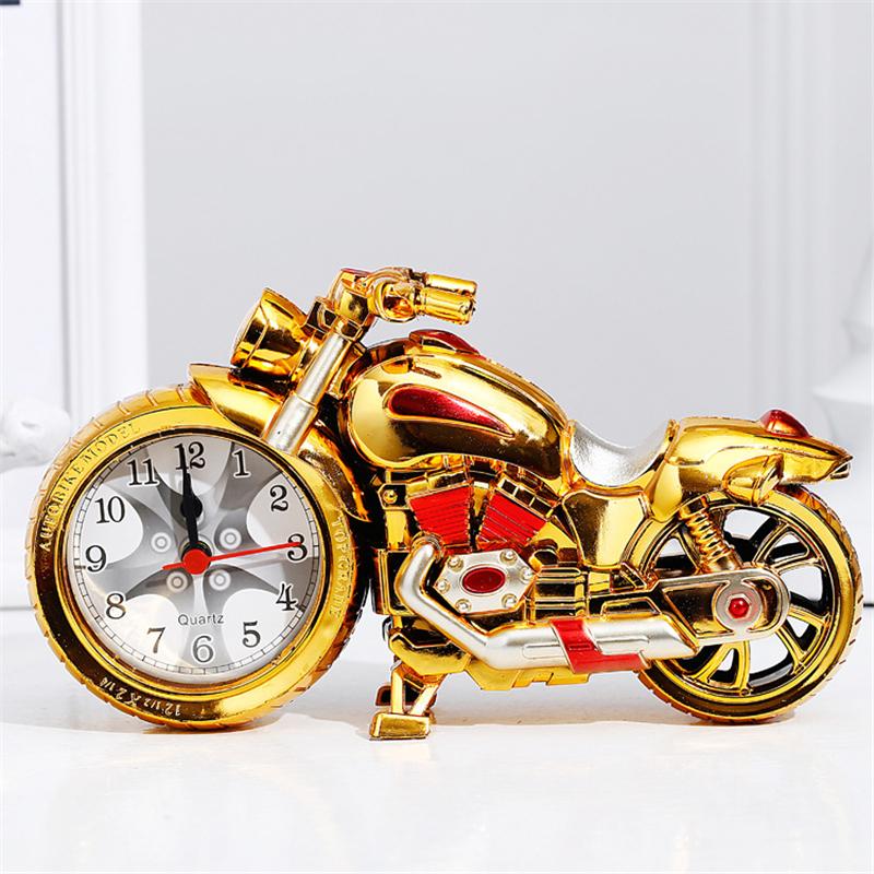 4Pcs/set Vintage Motorcycle Alarm Clock Student Table Clock Motorcycle Bedside Clock for Home Bedroom Office Table Decoration