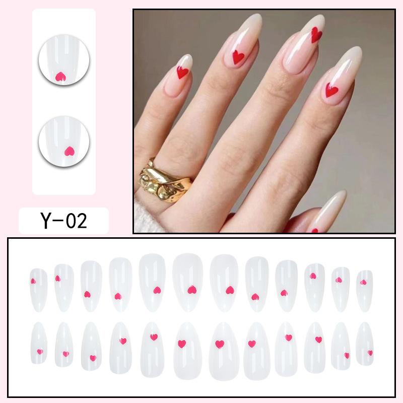 Y1 Fake Nail Sticker Wearing Nail Finished Nail Piece Removable Blush Nail Girl Cat Eye Gradual Change Nail Patch