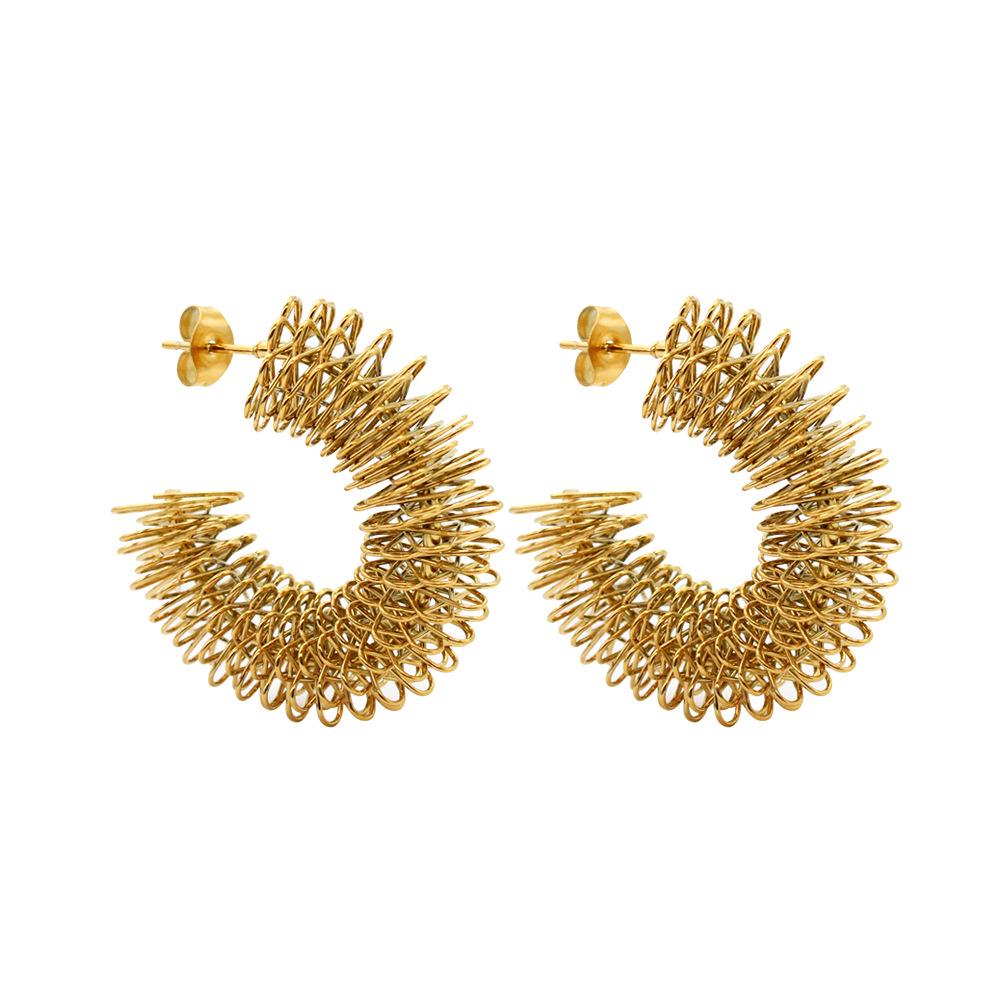 European & American Stainless Steel C-Shaped Irregular Geometric Earrings for Women