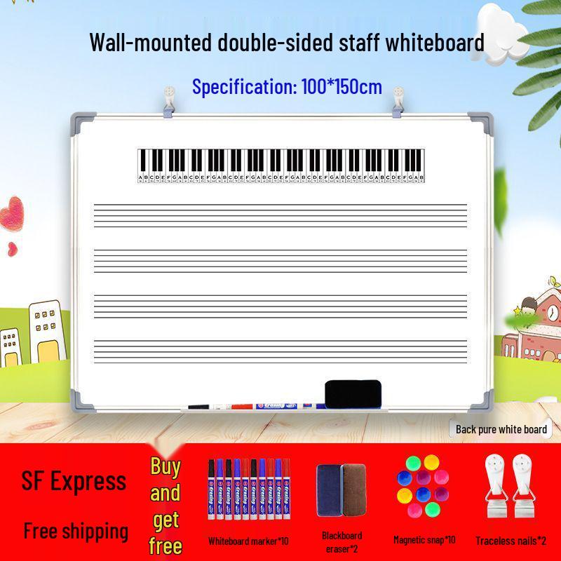 Dual-Sided Magnetic Music Staff Whiteboard - Wall-Mounted Teaching & Training Board