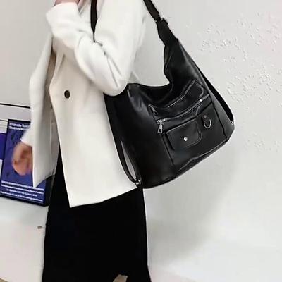 Retro Women's Shoulder Bag Soft PU Leather Crossbody Bag Backpack Casual Handbag Mature Foreign Fashion Soft Bag