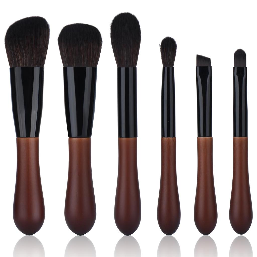 SHELWIN Portable Wooden Makeup Brush Makeup Eyeshadow Powder Makeup Suitable for Sensitive Storage Bag Included 6-piece Set, Brush, Brush, Brush,