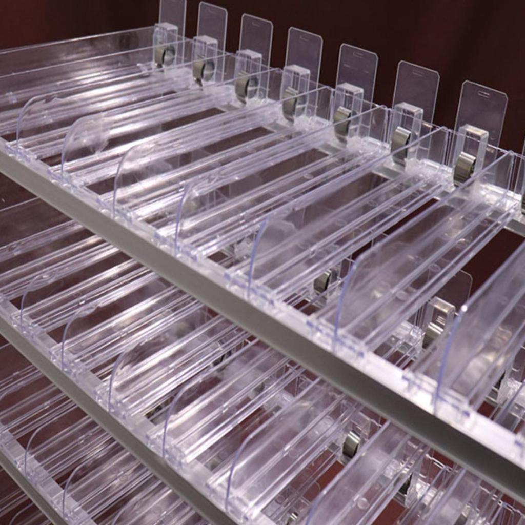 Wall-Mounted Cigarette Display Rack with Pushers