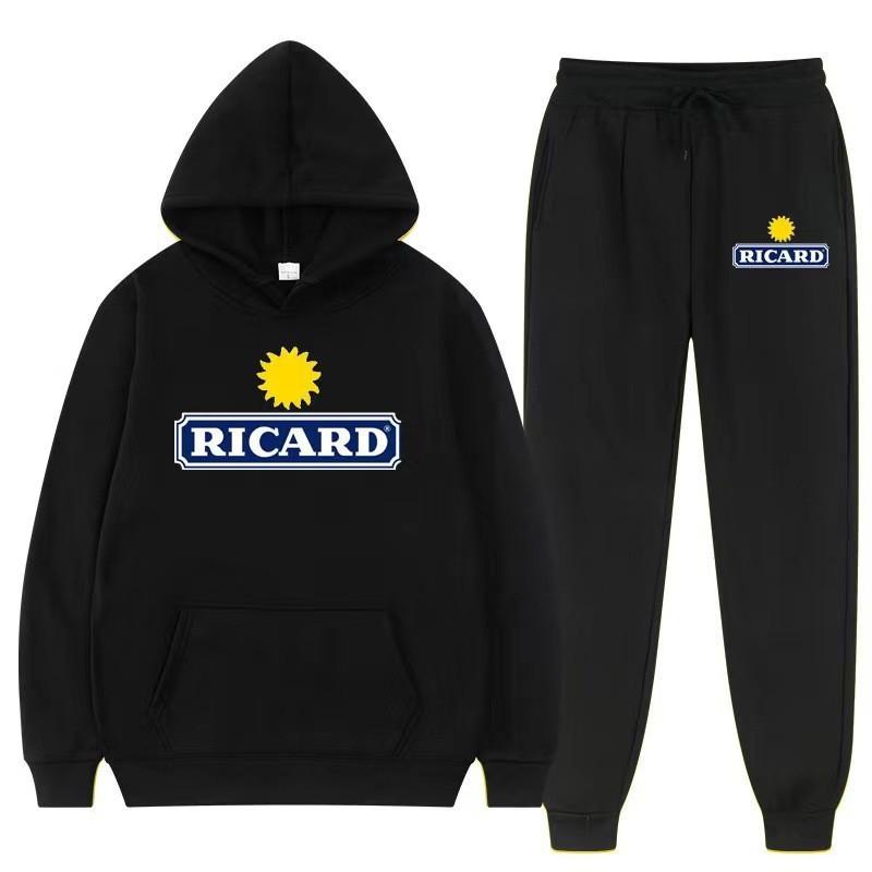 Sweater set Spring and autumn style printed letter fashion European and American leisure fitness sports suit men s hoodie S чёрный