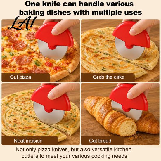 Durable Cheese Cutting Blade Stainless Steel Pizza Cutter Wheel Pastry Dough Slicer Tool for Crusts Easy Grip Baking Pie Pastries Pancake Ergonomic