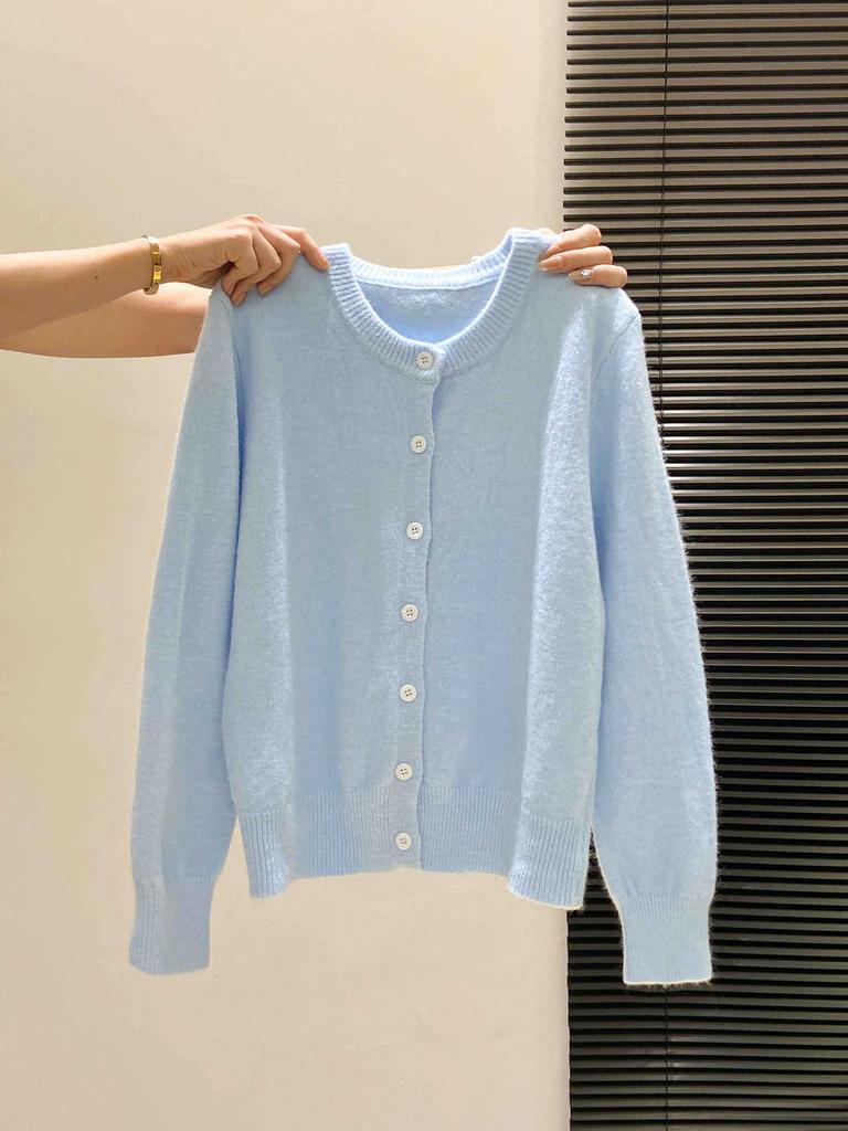 Lemon yellow age-reducing single-breasted sweater cardigan women's autumn and winter temperament soft waxy knitted top coat