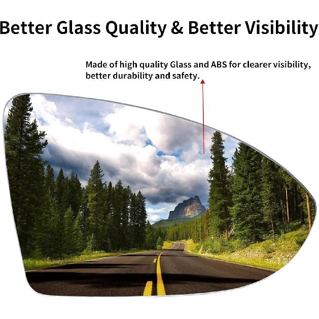 Passenger Side Mirror Replacement For Volkswagen VW Golf MK7, GTI, R, SportWagen, Alltrack, Jetta - Right Heated Mirrors Glass