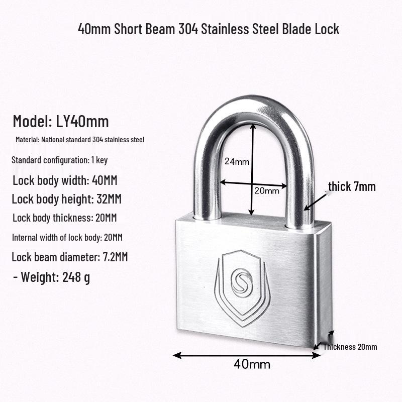 304 Stainless Steel Waterproof Anti-theft Door Padlock - Rustproof, Rainproof & Anti-pry for Outdoor Use
