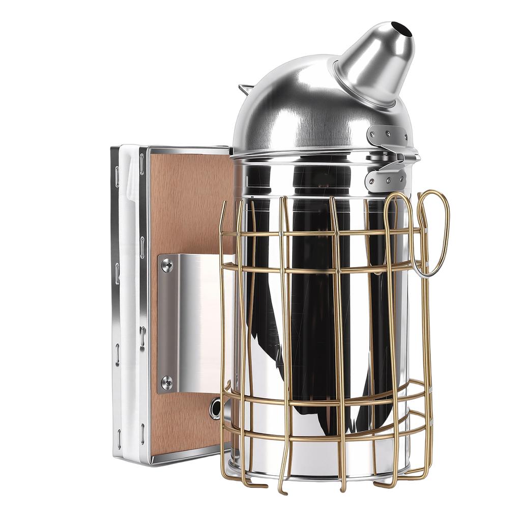 Bee Hive Smoker Stainless Steel Bee Smoker Beekeeping Equipment with Hanging Hook Prevent Burns Round Nozzle 800g A