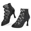 Sexy High Heels Adult Women Dance Boots Mesh Salsa Tango Latin Dance Modern Ballroom Dancing Shoes Heeled 9CM