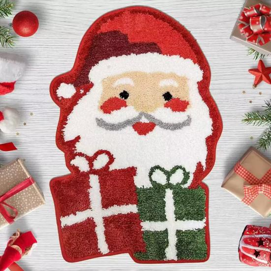 Christmas Floor Mat Xmas Tree Snowman Non-Slip Bathroom Rug Absorbent Washable